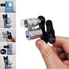 Mini Microscópio Lupa Clip Para Celular Smartphone Lente Zoom 60x 2 Led Branco E 1 Uv 9882W9