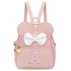 Mini mochila KKXIU Girls Initial Bowknot de material sintético rosa