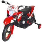 Mini Moto Cross 6V Elétrica Recarregável Infantil Triciclo Criança Brinqway BW-083VM Vermelho Bivolt