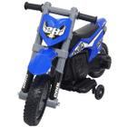 Mini Moto Cross Infantil Elétrica 6V Recarregável Triciclo Criança Azul Bivolt Brinqway Bw233