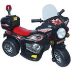 Mini Moto Elétrica Infantil Triciclo Criança Bateria 6V Importway BW002-P Preto Polícia Bivolt