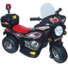 Mini Moto Elétrica Infantil Triciclo Criança Bateria 6V Importway BW002-P Preto Polícia Bivolt