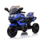 Mini Moto Elétrica Infantil Triciclo Criança Motorizado Luxo MP3 USB Luz e Som Bateria 12V Bivolt Até 25kg Azul