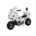 Mini Moto Infantil Elétrica De Brinquedo Motinha Policial Para Crianças Zippy Toys Motoquinha Com Sirene E Bau Branco