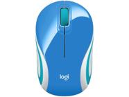 Mini Mouse sem Fio Logitech Laser 1000DPI 3 Botões M187 Azul
