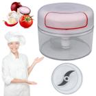 Mini Picador de Cozinha Para Alho Cebola Cebolinha Ervas de Puxar Cordinha Tritura Manual 2 Lâminas Inox - SQ