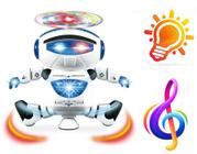 Mini Robô Dançarino Brinquedo Gira 360 Led Musica Divertido