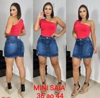 Mini Saia Jeans Escura Feminina Premium