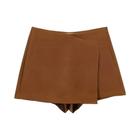 Mini Saia Shorts Assimétrica Preta de Cintura Alta - Moda Primavera/Outono