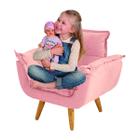 Mini Sofá Poltrona Infantil Opalinha Pés Palito Suede Decorativa Confortável Com Máxima Qualidade Pra Criança Rosa - Mr Deluxe