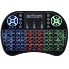 Mini Teclado Mouse Touchpad Wireless Iluminado Wifi Sem Fio Exbom BK-BTI8LED Tv Smart Usb Preto