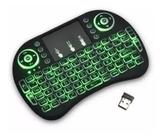 Mini Teclado Wireless S/ Fio Com Luz Tv Air Mouse Touch Led