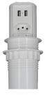 Mini Torre Tomada 1NBR 2USB 20A Cozinha Branco Branca Totem Multiplug Extensão Antichoque Choque Retrátil Embutir Sobrepor em Mesa Bancada ou Móvel