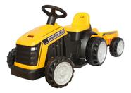 Mini trator elétrico infantil com carreta reboque 6v amarelo