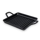 Mini Travessa com Alça Grill Quadrada Melamina Preta 19x3 cm