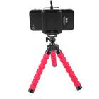 Mini Tripé Flexível De Mesa Com Suporte p/ Celular Vermelho