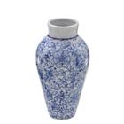 Mini vaso decorativo azul e branco bojudo mod4