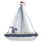 Miniatura Barco Navio De Madeira Veleiro Decoração Náutica 14,5cm
