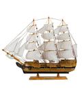 Miniatura Barco Navio Veleiro Madeira Base Preto Canhão 47x10x57cm - Taimes