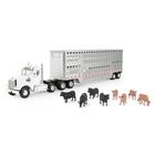 Miniatura caminhão com trailer de gado freightliner 1/32