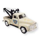 Miniatura Pickup Guincho 1953 Chevrolet Tow Truck Welly 1:38 Metal e Fricção Bege