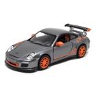 Miniatura Porsche 911 GT3 RS 2010 Kinsmart 1/36 Metal e Fricção Cinza/Laranja