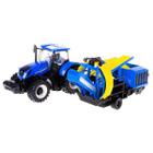 Miniatura Trator Agrícola New Holland T7.315 C/ Cultivador Azul Bburago 31678
