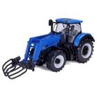 Miniatura Trator Com Pá Carregadeira Nh T7315 1/32 Azul Bburago 44083