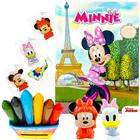 Minnie e Margarida Miniaturas Gogos + Livro para Colorir + Giz + Adesivos
