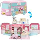 Mitcien Dollhouse Playset, DIY Pretend Portable Caravan Camper Bus Toy Kit com Little Critters Bunny Dolls Mini Cottage House Set Camping Family Toys for Toddler 3 4 5 6 Year Old Girl
