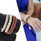 Mix C/03 Pulseiras Feminina Moda Fashion Marrom Elegância