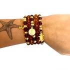 Mix de Pulseiras de Xangô Cristal Umbanda Marrom Dourado