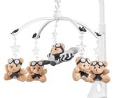 Móbile para berço musical e giratório Urso Aviador Marinho - Sleepbaby Móbiles