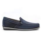 Mocassim Democrata Easy Ted Couro Marinho Navy Bico Redondo