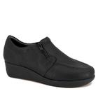 Mocassim em Couro Ziper Salto Anabela 6262 Preto Usaflex