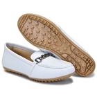 Mocassim Feminino Com Fivela Leve e Confortavel Oxford Sapato Branco sem Salto