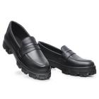 Mocassim Feminino Oxford Sola Tratorado Preto Salto