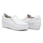 Mocassim Feminino Sapato Enfermagem Branco Couro Conforto RF901