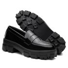 Mocassim Feminino Tratorado Preto Verniz