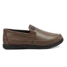 Mocassim Masculino Couro Bico Redondo Solado Borracha Casual