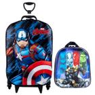 Mochila 3D Rodinhas Capitão America + Lancheira Azul