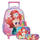 Mochila Ariel Sereia Disney Lancheira Térmica Estojo Duplo