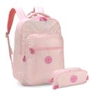 Mochila Barbie Costas Glow Juvenil Escolar Com Estojo Triplo