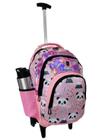 Mochila Bolsa Escolar Feminina De Rodinha Panda Rosa Juvenil