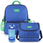 Mochila Bolsa Escolar Infantil + Lancheira Necessaire Térmica + Garrafa Squeeze Criança Menino Menina Creche Passeio