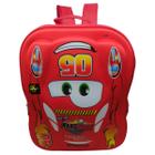 Mochila Bolsa Escolar Masculino Carros Infantil 3d Alto Relevo Relâmpago McQueen