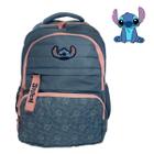 Mochila Bolsa Escolar Menina Azul C/ Estampa Stitch Juvenil