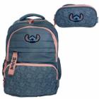 Mochila Bolsa Lilo Stitch Escolar Casual de Costas + Estojo