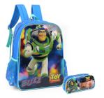 Mochila Buzz Toy Story De Costas Com Estojo Escolar Meninos