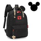 Mochila Casual Chaveiro Disney Mickey Mouse Preta Luxcel